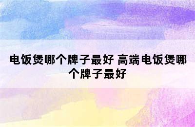 电饭煲哪个牌子最好 高端电饭煲哪个牌子最好